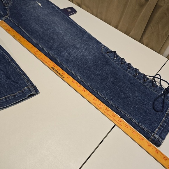 Oliver Logan Mulberry Jeans Womens 28 Blue Lace Up Straight Leg Medium Wash - Picture 12 of 14